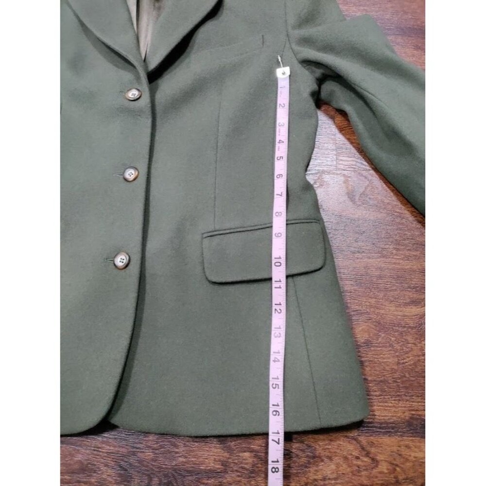 VINTAGE 90's L.L. Bean Cashmere Wool Blazer Jacket Forest Green Size 12P - Picture 14 of 16